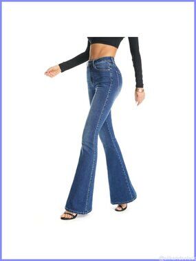 High-Rise Bootcut Flare Denim Jeans with Stretch Cotton